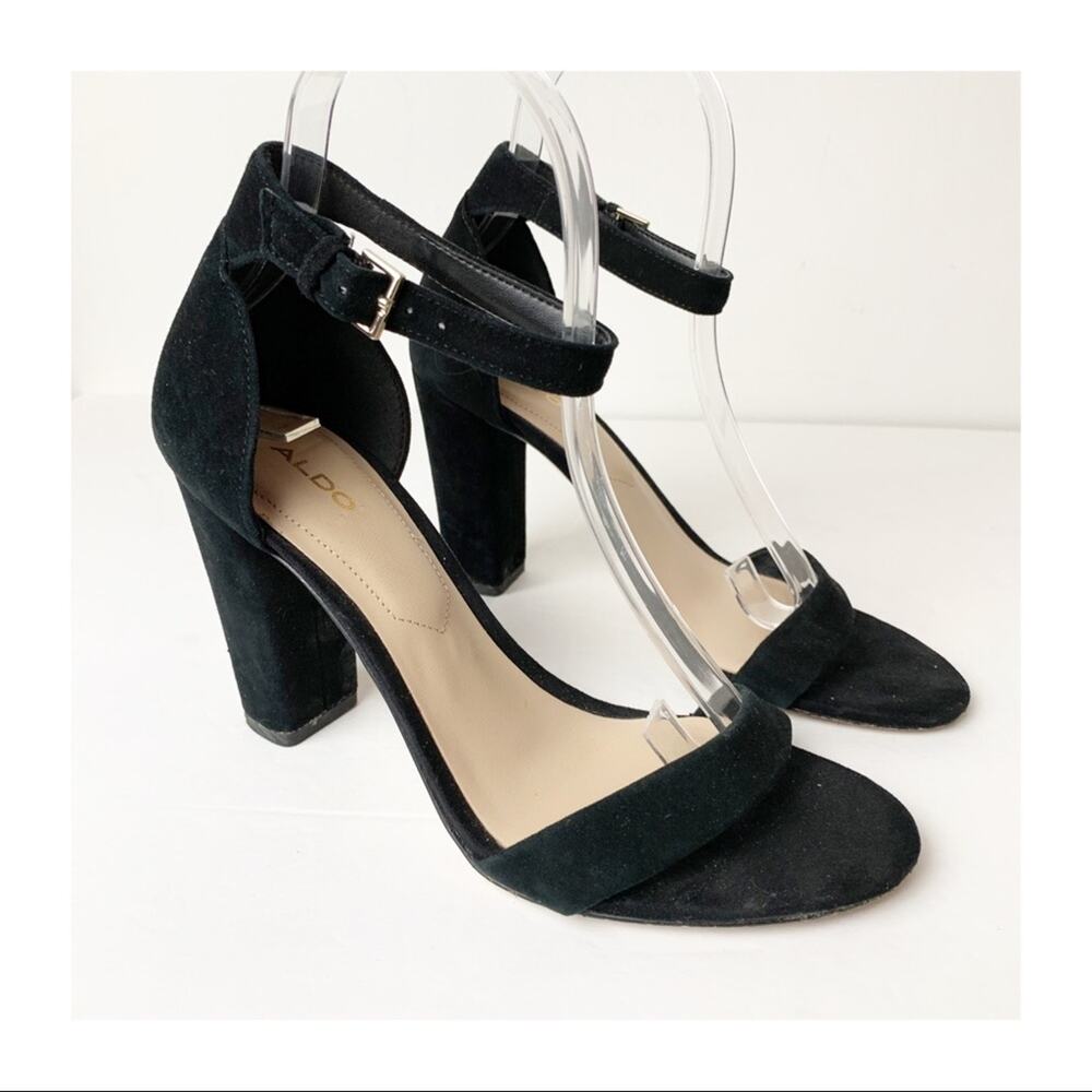 Aldo Suede Black Heels SZ 7.5